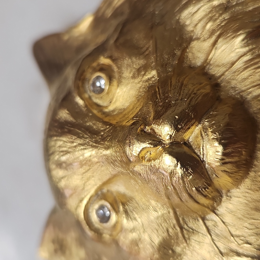 RARE Doreen Ryan 94 Vintage Golden Cat Belt Buckle With Rhinestone Diamond Eyes - Picture 5 of 14